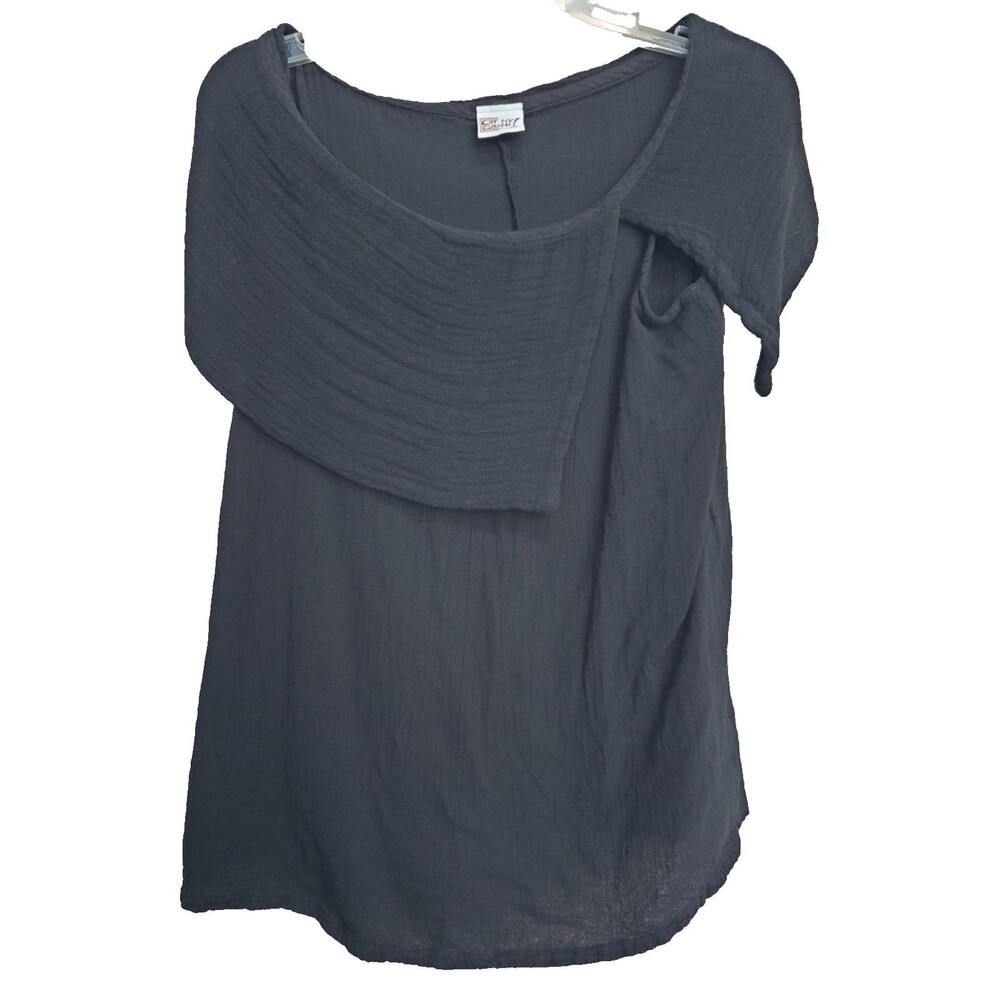 Oh My Gauze! Black Draped Overlay Sleeveless Cotton Top Size 1 S/M